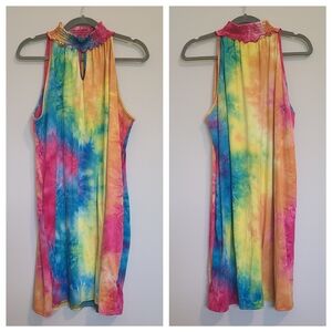 Colorful Tie-Dye Sleeveless Mini Dress